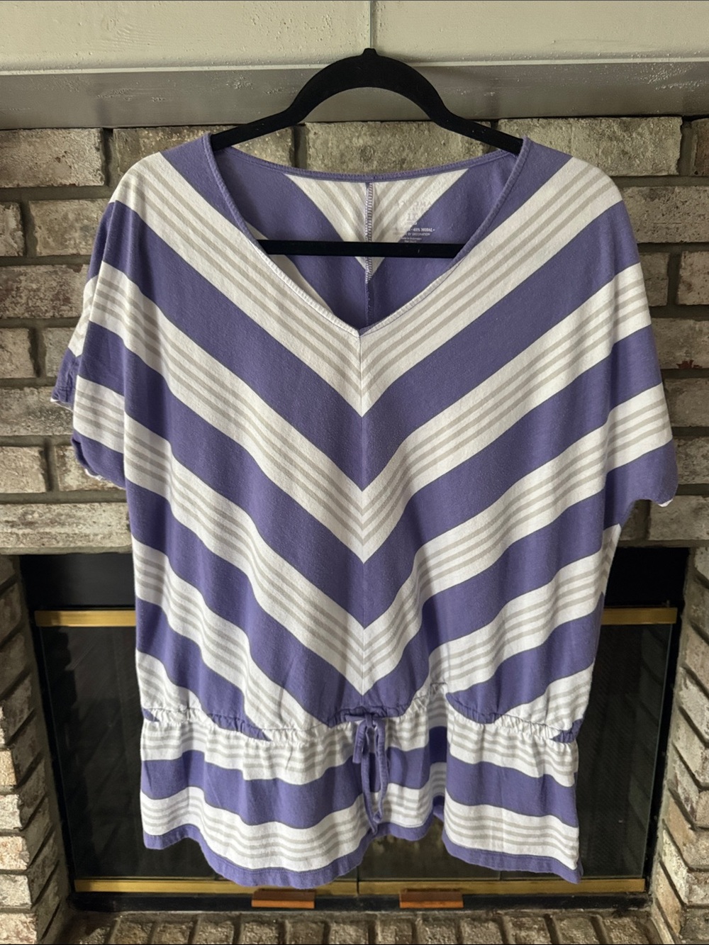 Sonoma Striped V-Neck Drawstring Blouse